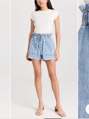 Rails Light Wash Denim Paperbag Tie-Front Shorts in Medium (Foster Shorts)